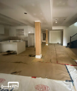 Full basement renewal with wooden windows, kitchen, wainscoting, floors, doors and baseboards