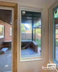 Window and glass door with wooden frames